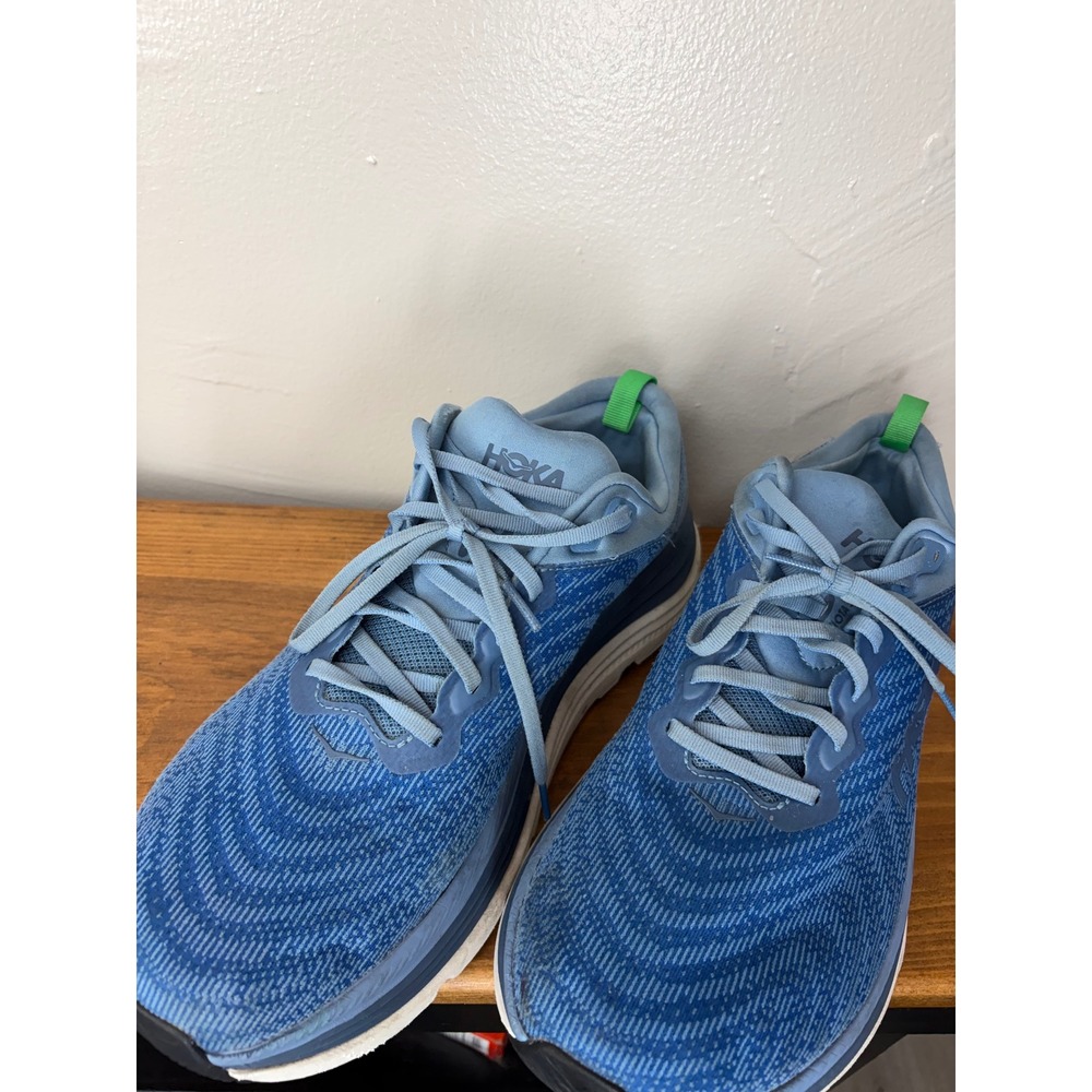 Hoka Gaviota 5 Mens Running Shoes Blue Stability Sneakers Green Accents